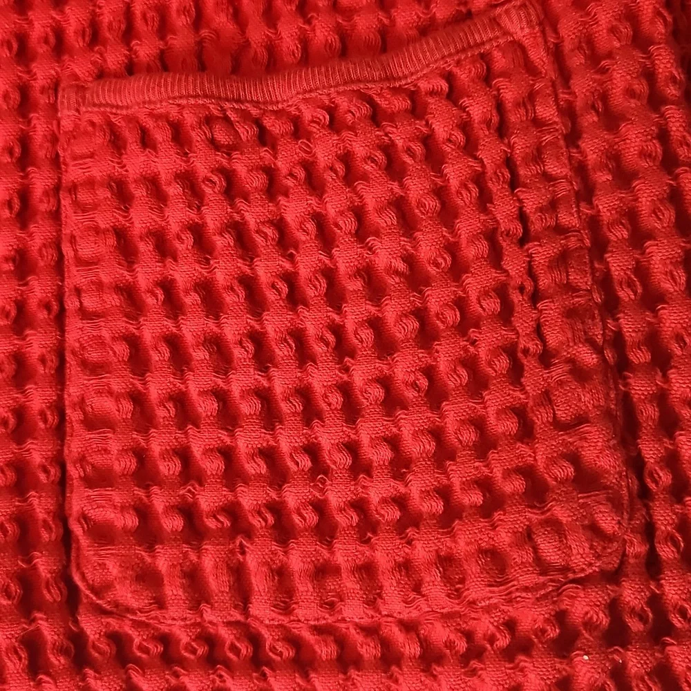 Vintage Cindy Bai Thick Waffle Knit Button- Up Cardigan With Front Pockets - Picture 2 of 11